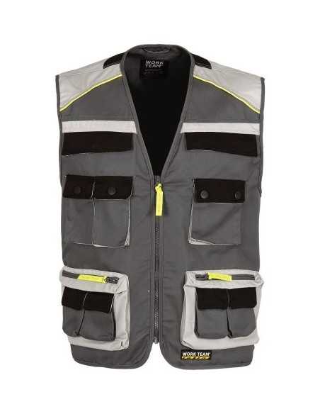 Gilet da Lavoro Work Team Grigio | Tecnico Leggero con Tasche Zip – ULTIMI PEZZI