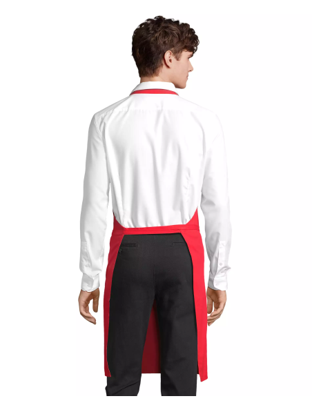 Grembiule da Cuoco Rosso con Pettorina 100% Cotone Twill 180 g/m² 65x90 cm | Modello GLASGOW SOL’S