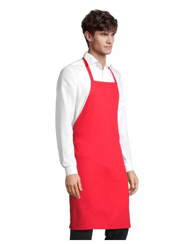 Grembiule da Cuoco Rosso con Pettorina 100%...