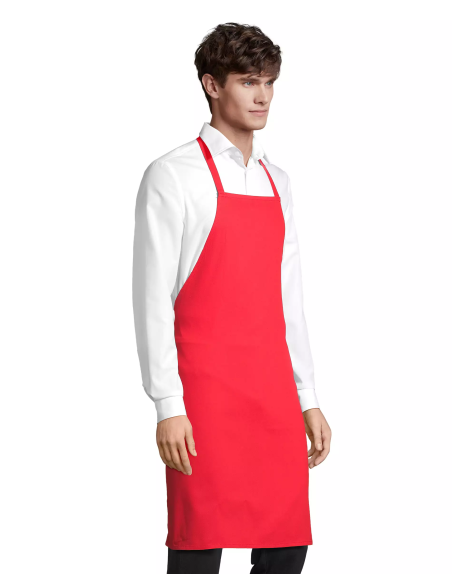 Grembiule da Cuoco Rosso con Pettorina 100% Cotone Twill 180 g/m² 65x90 cm | Modello GLASGOW SOL’S