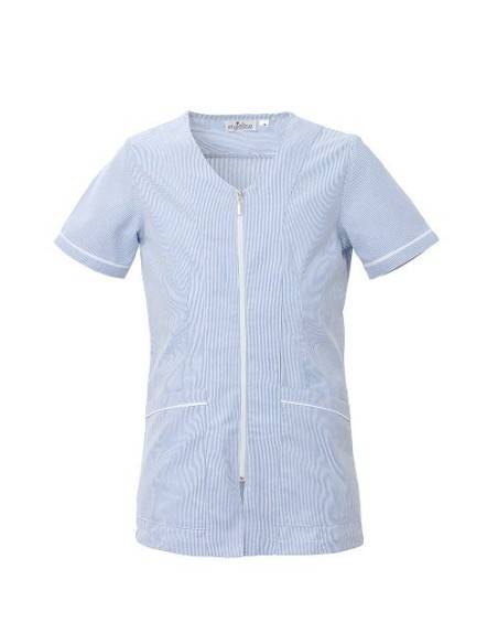 Casacca Venere Rigata – ANGIOLINA Clean & Beauty | Azzurro/Bianco | 100% Cotone 170 g/m², zip centrale & 2 tasche | ULTIMI PEZZI