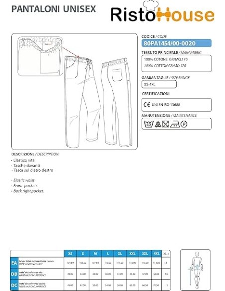 Pantalone da Cuoco Tortora con Coulisse 100% Cotone 170 g/m² | RISTOHOUSE