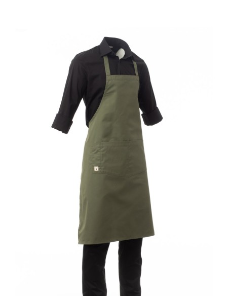 Grembiule BOUTIQUE Verde militare con Pettorina Leggero con Tasca | PAYPER