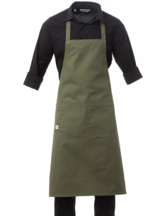 Grembiule BOUTIQUE Verde militare con Pettorina Leggero con Tasca | PAYPER