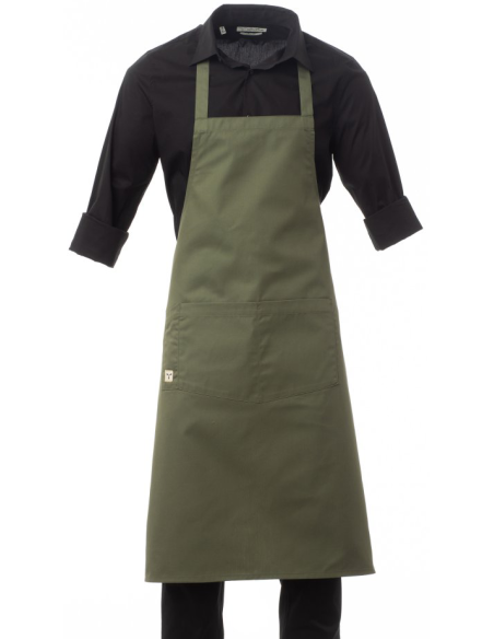 Grembiule BOUTIQUE Verde militare con Pettorina Leggero con Tasca | PAYPER