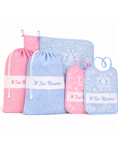 Kit Asilo 100% Cotone con Ricamo Personalizzato – Sacca,...