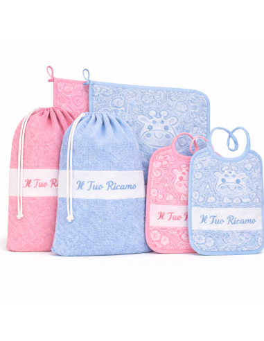 Kit Asilo 100% Cotone con Ricamo Personalizzato...