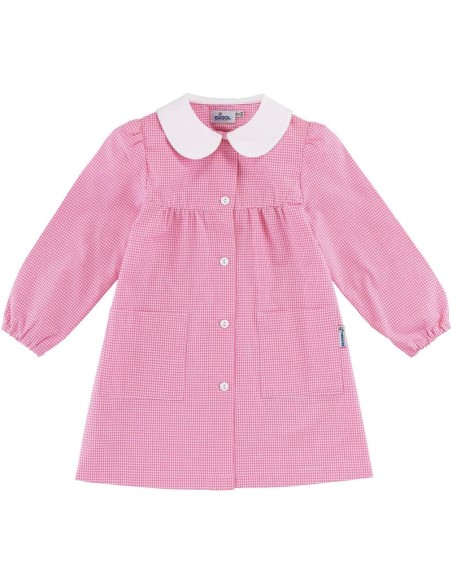 Grembiule scuola materna asilo Siggi bimba quadrettato bianco rosa