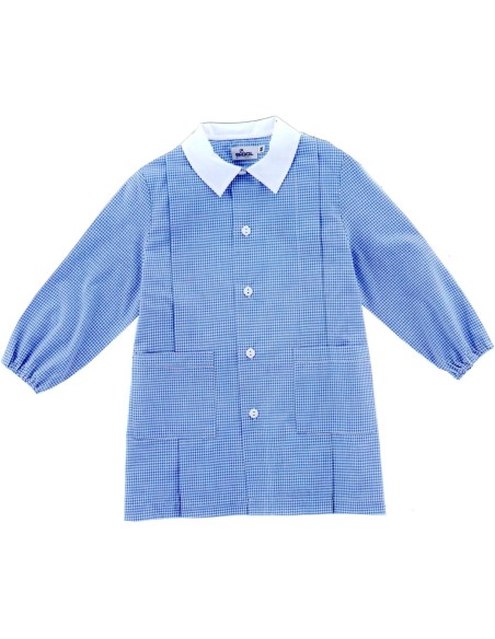 Grembiule scuola materna asilo Siggi bambino quadrettato bianco azzurro