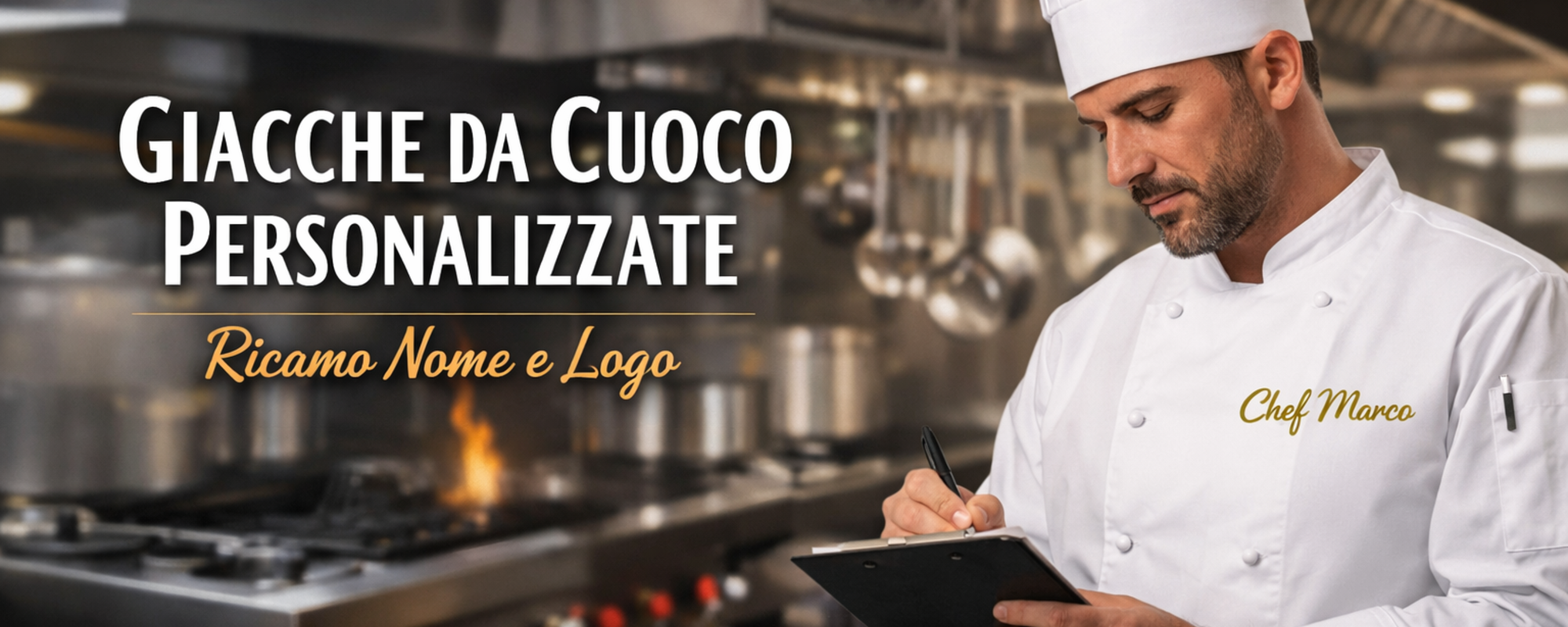 Giacche da cuoco personalizzate con ricamo nome e logo